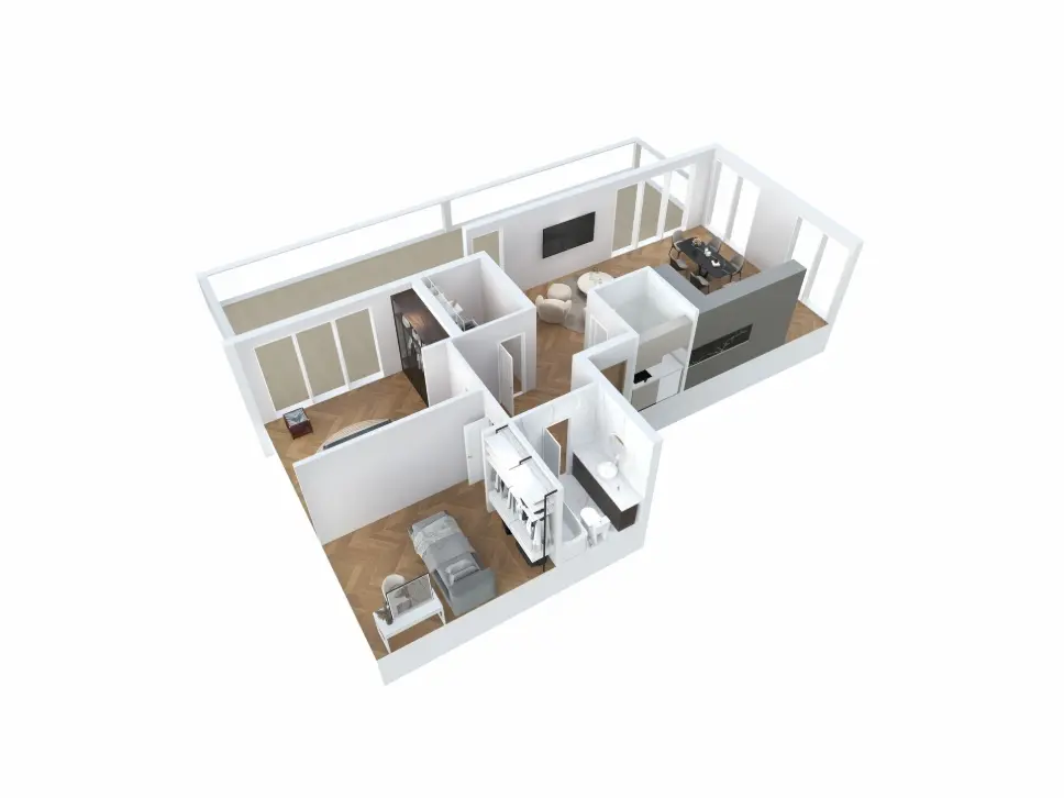 3 Aukštas - Apartamentai Nr. 2 - 105.75 m²