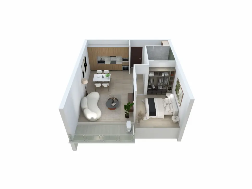 1 Aukštas - Apartamentai Nr. 1 - 42.95 m²