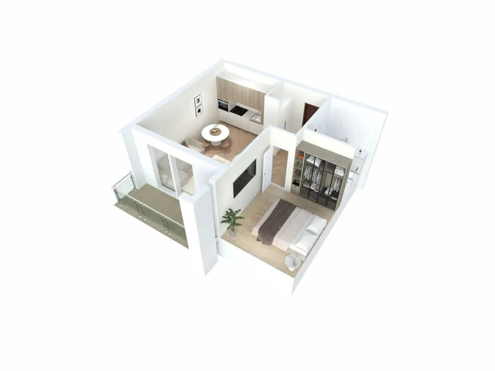 2 Aukštas - Apartamentai Nr. 8 - 46.20 m²